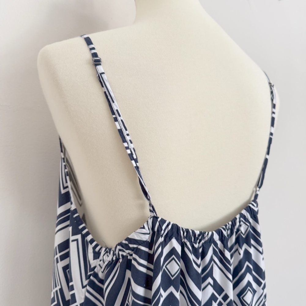 Gap Factory Hi-Low Maxi Dress 100% Rayon Navy Geo Print Size XL - Picture 5 of 12
